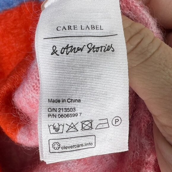 & Other Stories Colorful Color Block Striped Open Cardigan Sweater Small Mohair - Picture 5 of 5